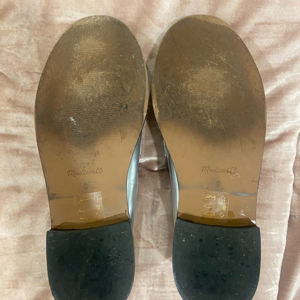 Madewell women's leather Metallic Silver Vernon Loafers size 9 - Picture 6 of 7